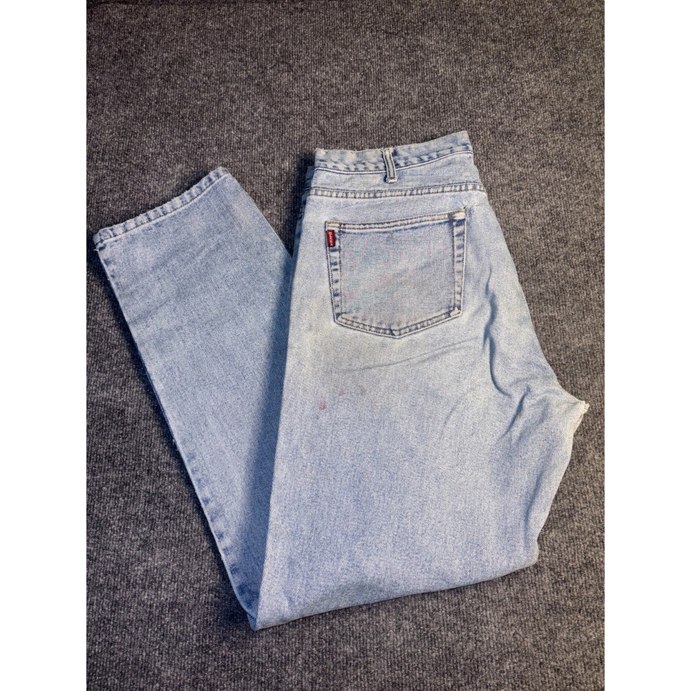 Merona Jeans Men's 36x32 Blue Denim Light Wash‎ Straight Leg Grunge Streetwear